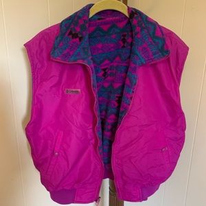 Columbia vintage reversible fleece ski vest